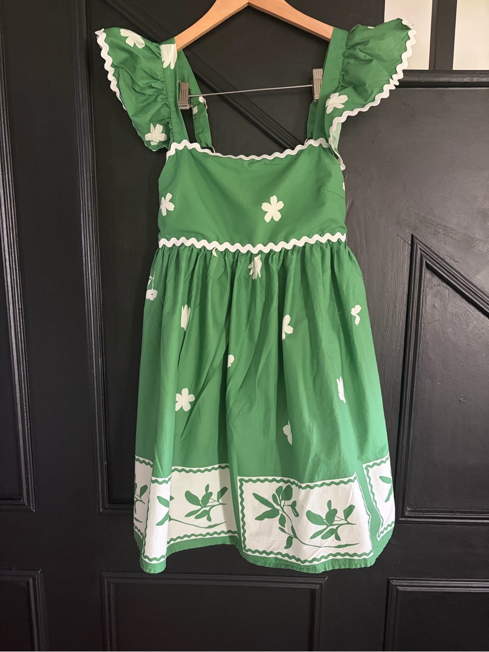 entro Green Dress with White Ric Rac Trim - Picture 3 of 8